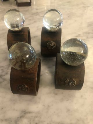 Jan Barboglio Iron And Glass Ball Napkin Rings - set of 4 2