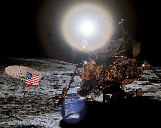 Apollo 14 Flag & Lunar Module On Moon Nasa 8x10 Silver Halide Photo Print