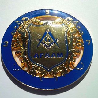 Masonic Af&am Blue And Gold Auto Rear Mason Emblem Blue Lodge Car Badge