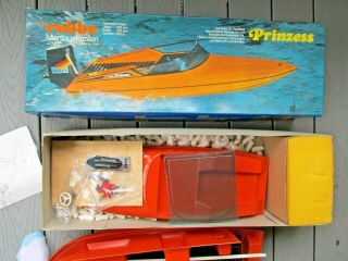 Vintage Robbe Prinzess Rc Boat Model,  Mercury Style Outboard Roqua Motor
