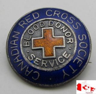 Vintage Canadian Red Cross Society Blood Donor Service Sterling Silver Lapel Pin