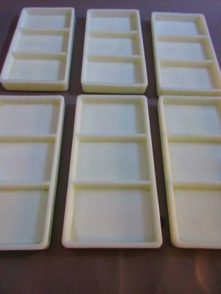 Group Of 6 Milk Glass Dental Instrument Divided Trays