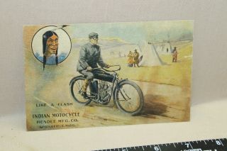 Scarce Circa 1915 Indian Motorcycles Hendee Springfield Mass Post Card Sign Bike