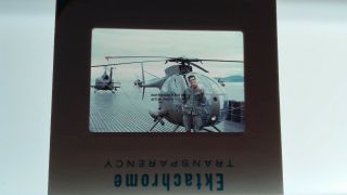 Vietnam War Color Slide W/a Soldier Oh - 6a Cayuse Helicopter - Military - 35mm Photo