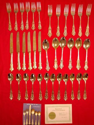 Stanley Roberts Golden Lady Joann 22k Electro Gold Plated Flatware Service For 6