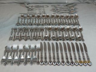 83 Pc Oneida Community Cantata Stainless Flatware 12 Place Settings18/8
