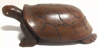 7 " Hand Carved Ebony Wooden Turtle Tortoise Africa