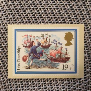Christmas - I Saw Three Ships - Royal Mail Stamp Postcard