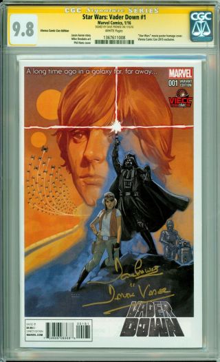 Star Wars Vader Down 1 Cgc 9.  8 Ss Signed David Prowse Vienna Comic Con Variant
