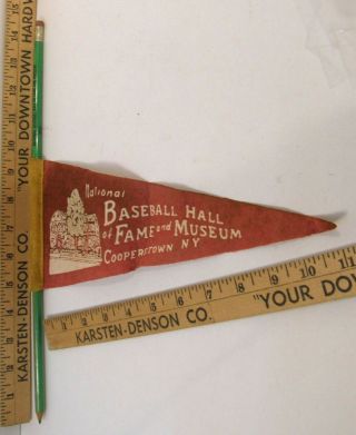 VINTAGE 50s MINI FELT PENNANT W/LONG PENCIL COOPERSTOWN NY BASEBALL HALL OF FAME 2