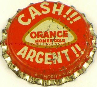 1950s Canada Ottawa Pure Spring Cash Agent Orange Soda Cork Crown Tavern Trove