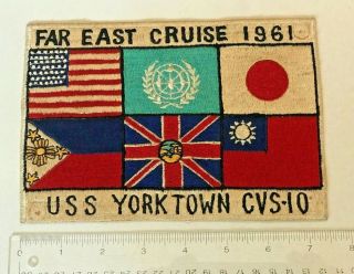 Uss Yorktown Cvs - 10 Far East Cruise Task Force 77 Patch 1961 Vg