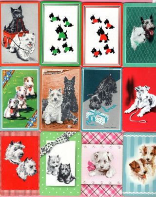 12 Single Swap Playing Cards Scotty Dogs West Highland Terrier Deco Vintage