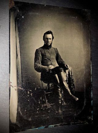 Confederate Civil War Soldier Half Plate Tintype Photo Poss Tennessee Cavalry