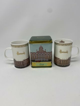 Harrods Department Store Fine Bone China Coffee Tea Mug With Tea Bag Tin
