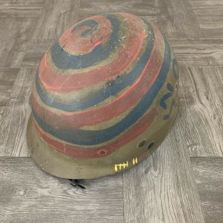 Vietnam War Trench Art Painted U.  S.  Helmet Dated 