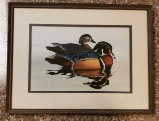 Terry Brittell Listed American Artist Watercolor Painting Ducks Geese Seascape