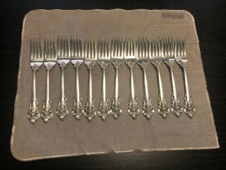 Wallace Grande Baroque Flatware Forks - Sterling Silver 6.  5 " (set Of 12)