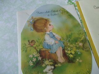 1 Vtg.  Greeting Cards Holly Hobbie Baby Card Little Girl,  Bird,  Dog Easter