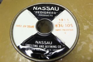 Vintage Nassau Pedigreed Stearine Core Spec 7241 5 Lbs Solder Weighs 5lbs 4oz