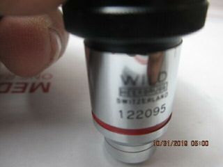 Q128) Wild Heerbrugg Fluotar HI Microscope Objective HI 100x /1.  30 Lens SN122095 3