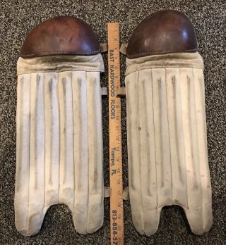 Vintage/antique Early 1900s Wilson 701 Reeded Baseball Catchers Shin Guards