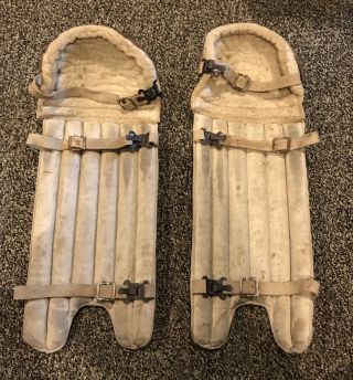 Vintage/antique early 1900s Wilson 701 Reeded Baseball Catchers Shin Guards 2