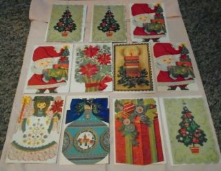 Vintage 20 Coronation Christmas Greeting Cards Die - Cut Santa,  Angel,  Tree,  Ornament