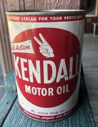 Vintage Kenall Motor Oil Can Dual Action The 2,  000 Mile Oil No Top