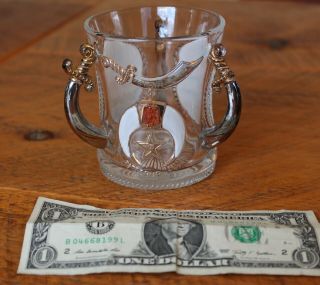 1905 Masonic Shriner Glass Loving Cup Pittsburgh Pa.  /niagara Falls - 3 Handles