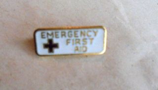 Cool Vintage American Red Cross Emergency First Aid Enamel Lapel Pin Pinback