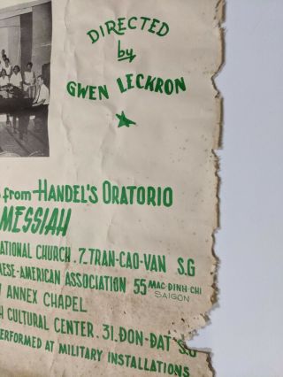 Vintage Saigon Vietnam War Era Concert Poster Handel ' s Oratorio The Messiah 3