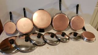 Revere Ware Copper Bottom 12 Piece Cookware Set Skillets,  Sauce Pans,  4 -