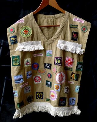Jacket 60 Vintage Boy Scouts Cloth Patches/badges; Merit,  Jamboree,  Scout Troop.