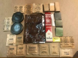 Vietnam War Era C Ration Accessory Packet Items And Cigarettes