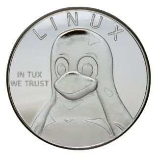 Gnu/linux Silver - Plated Bronze Challenge Coin