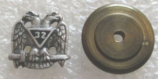 Vintage Masonic Scottish Rite 32nd Degree Lapel Pin - Sterling Silver Mason 32