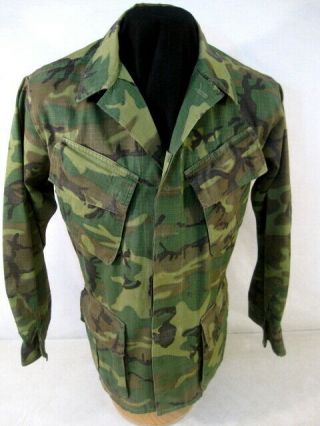 Vietnam Us Army Rip - Stop Erdl Camouflage Combat Coat Shirt - Sz Small/short 1968