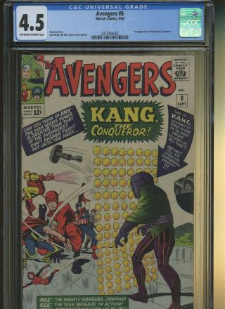 Avengers 8 Cgc 4.  5 | Marvel 1964 | 1st Kang The Conqueror.  Stan Lee & Jack Kirby