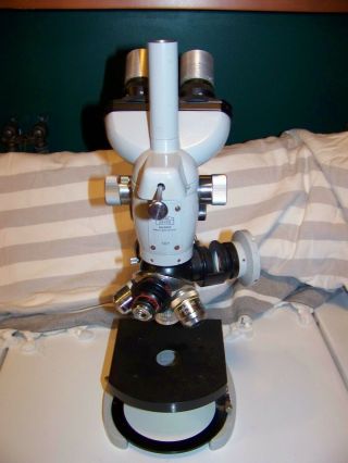 Vintage Carl Zeiss Microscope 4649992,  4 Head,