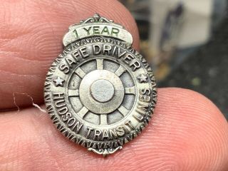 Hudson Transit Lines Sunning Vintage 1 Years Safe Driver Service Award Pin.
