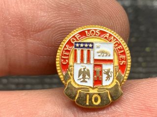 City Of Los Angeles Vintage 10 Years Of Service Award Pin.