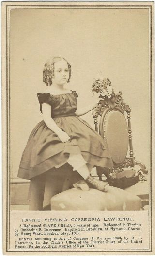 Cdv Of A Redeemed Slave Girl Baptized In Brookly By Henry Ward Beecher