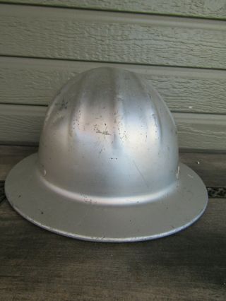 Vintage Aluminum Mcdonald T Mine Safety Appliances Full Brim Hard Hat W/ Liner