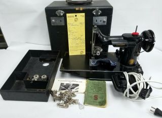 Vtg Centennial 1951 Singer Featherweight 221 Sewing Machine Case Serviced