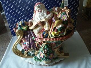 Fitz And Floyd Christmas Wreath Sleigh Tureen With Ladle