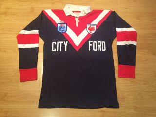 Eastern Suburbs Roosters 1980s City Ford Vintage Classic Nrl Shirt Jersey Medium