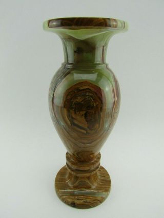 Brown Green Marble Stone Alabaster Carved Vase