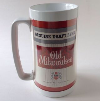 Old Milwaukee Draft Beer Stein Thermo Serv Usa Insulated White Plastic