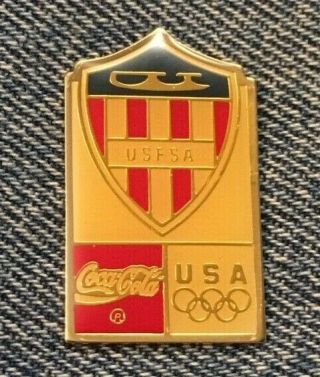 Usfsa Logo United States Figure Skating Ice Skating Pin Coke 1992 Albertville
